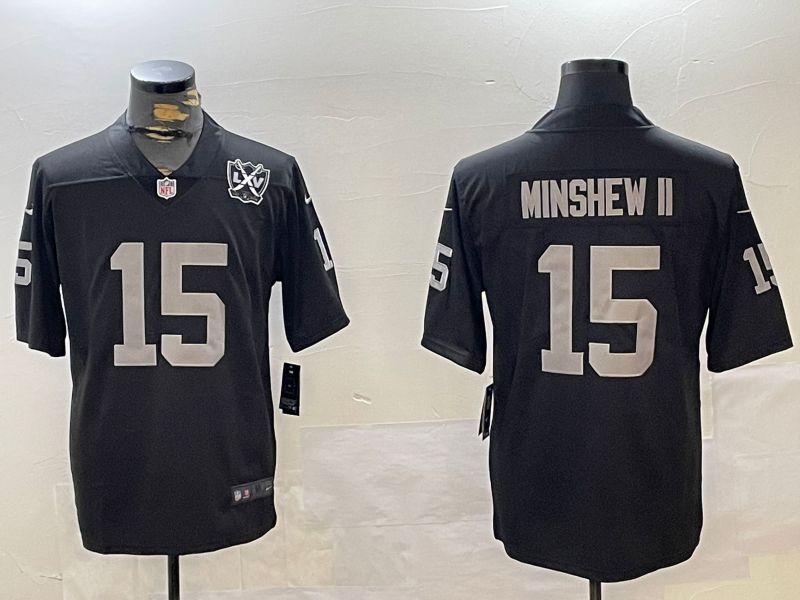 Men Oakland Raiders #15 Minshew ii Black 2024 Nike Limited NFL Jersey style 3